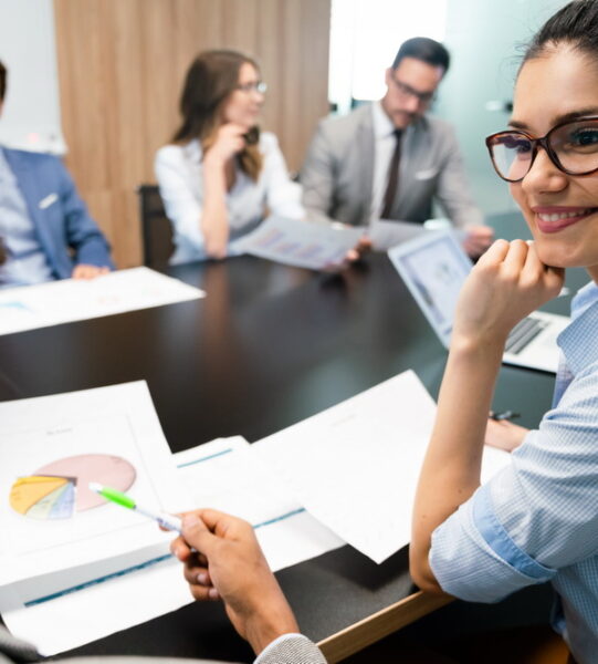 Entrepreneurs and business people, architects conference in modern meeting room