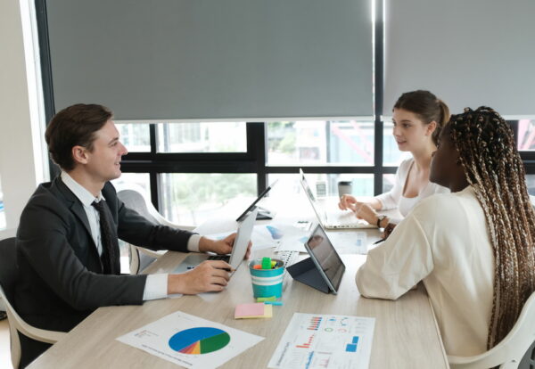 Business Consulting meeting working and brainstorming new business project finance investment concept.